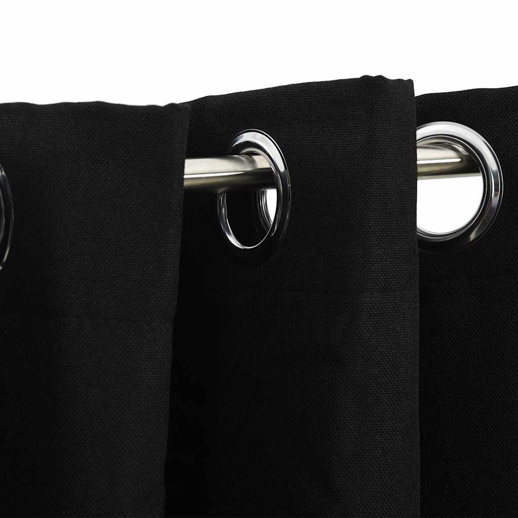 VidaXL Vorhänge in Leinenoptik, verdunkelnd, Ösen, 2 Stück, 140 x 225 cm, schwarz
