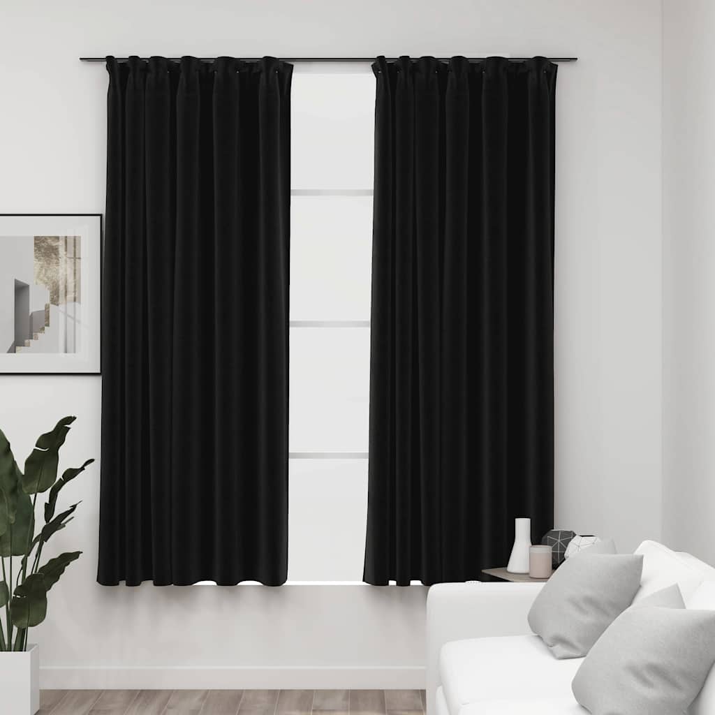 VidaXL Gardinenhaken aus Leinen, Verdunkelungsoptik, 2 Stück, 140 x 175 cm, Anthrazit