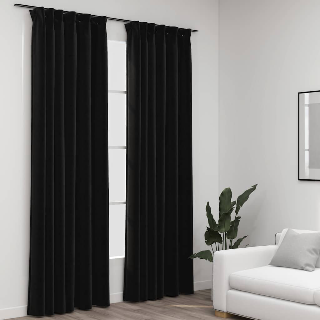 VidaXL Gardinenhaken aus Leinen, Verdunkelungsoptik, 2 Stück, 140 x 225 cm, Anthrazit