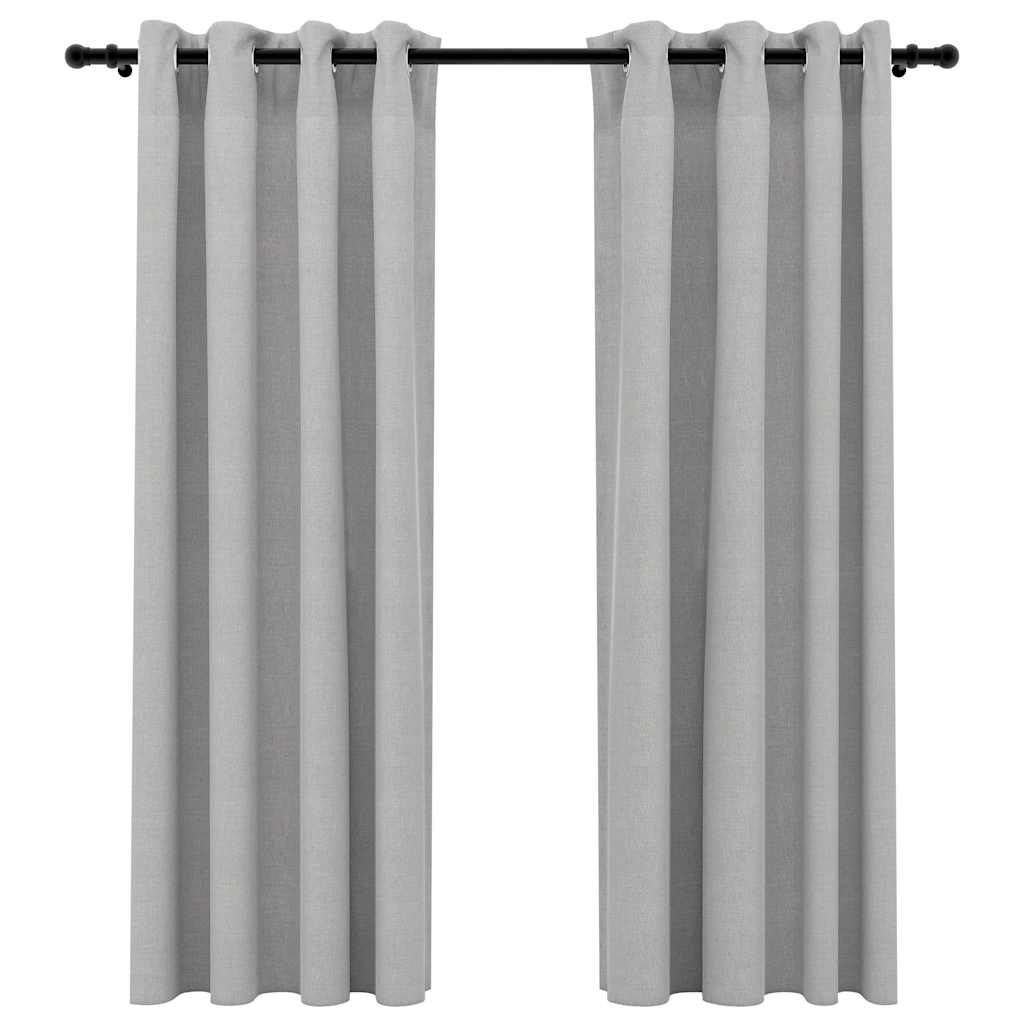 VidaXL Vorhänge in Leinenoptik, verdunkelnd, Ösen, 2 Stück, 140 x 175 cm, grau
