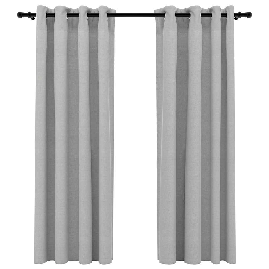 Vidaxl gordijnen linnen-look verduisterend ogen 2 st 140x175 cm grijs