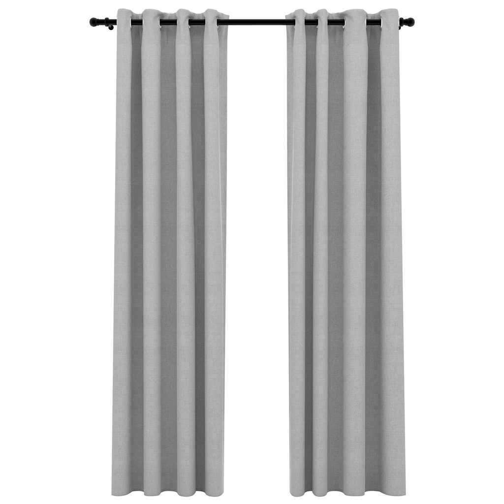 VidaXL Vorhänge in Leinenoptik, verdunkelnd, Ösen, 2 Stück, 140 x 245 cm, grau