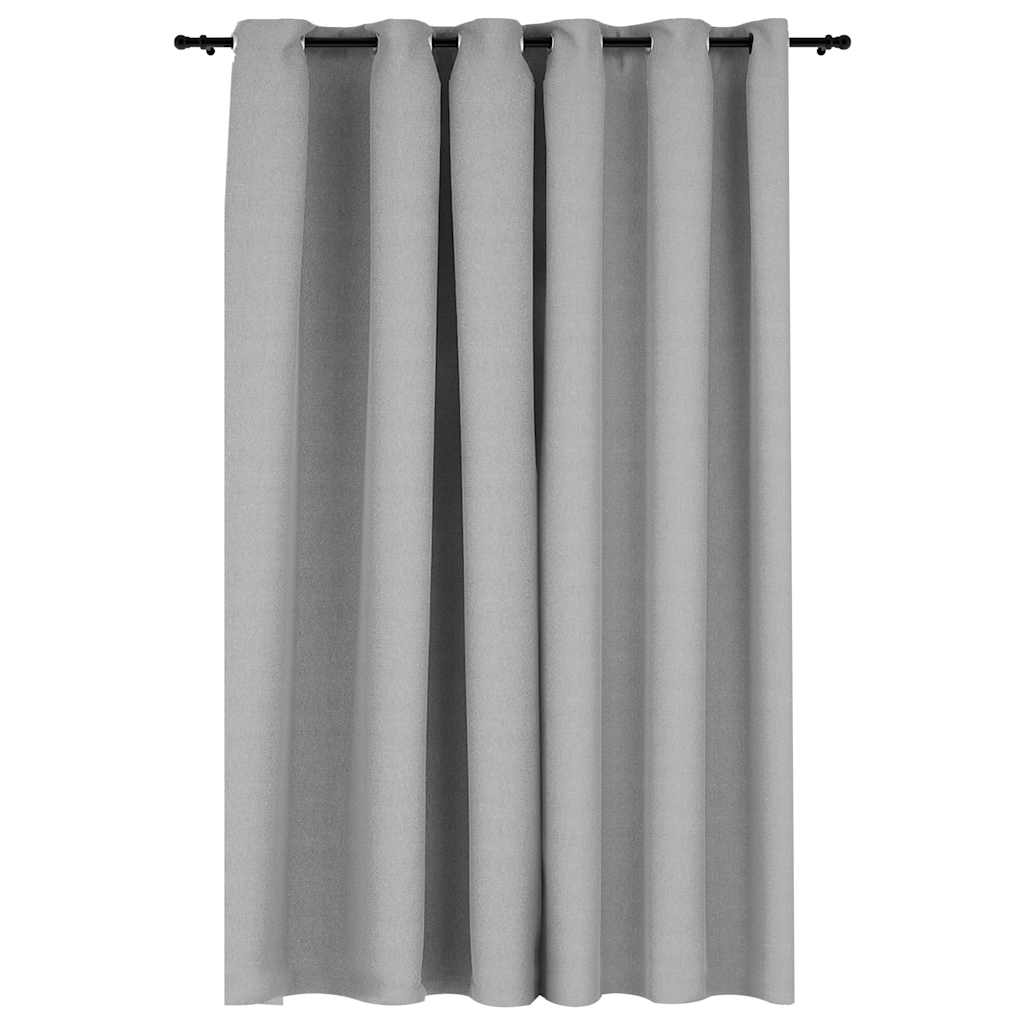 VidaXL Vorhang in Leinenoptik, verdunkelnd, mit Ösen, 290 x 245 cm, grau