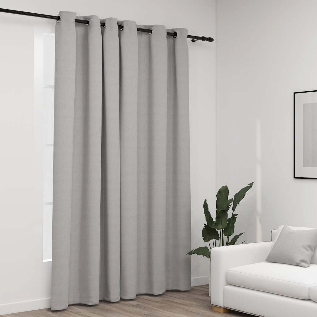VidaXL Vorhang in Leinenoptik, verdunkelnd, mit Ösen, 290 x 245 cm, grau