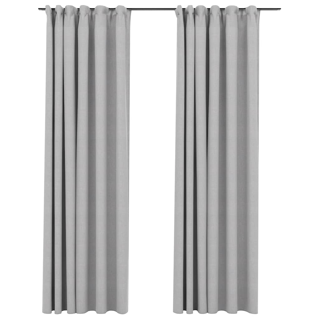 VidaXL Gardinenhaken in Leinenoptik, Verdunkelung, 2 Stück, 140 x 245 cm, Grau