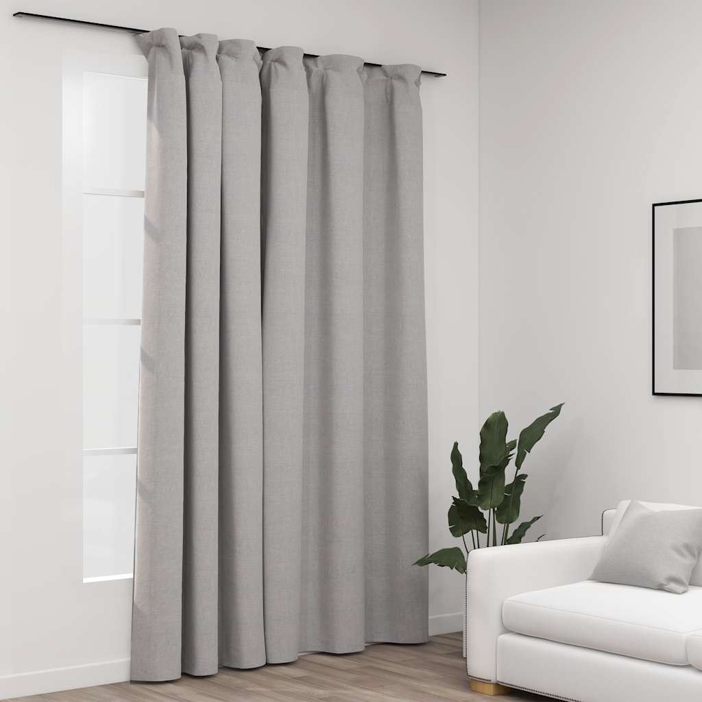 VidaXL Vorhang in Leinenoptik, Verdunkelungsvorhang mit Haken, 290 x 245 cm, Grau