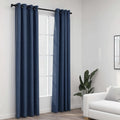 VidaXL Vorhänge in Leinenoptik, verdunkelnd, Ösen, 2 Stück, 140 x 225 cm, blau