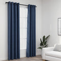 VidaXL Vorhänge in Leinenoptik, verdunkelnd, Ösen, 2 Stück, 140 x 225 cm, blau