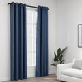 VidaXL Vorhänge in Leinenoptik, verdunkelnd, Ösen, 2 Stück, 140 x 245 cm, blau