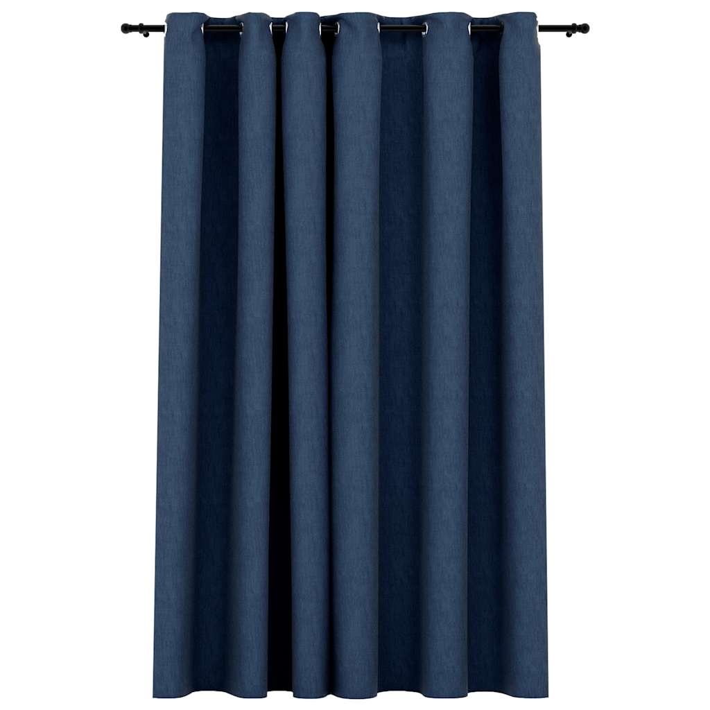 VidaXL Vorhang in Leinenoptik, verdunkelnd, mit Ösen, 290 x 245 cm, blau