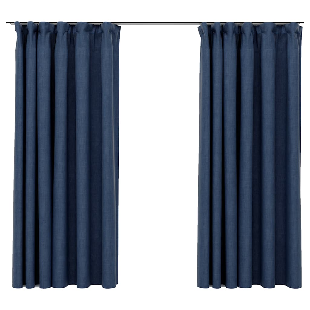 VidaXL Gardinenhaken in Leinenoptik, 2 Stück, 140 x 175 cm, blau