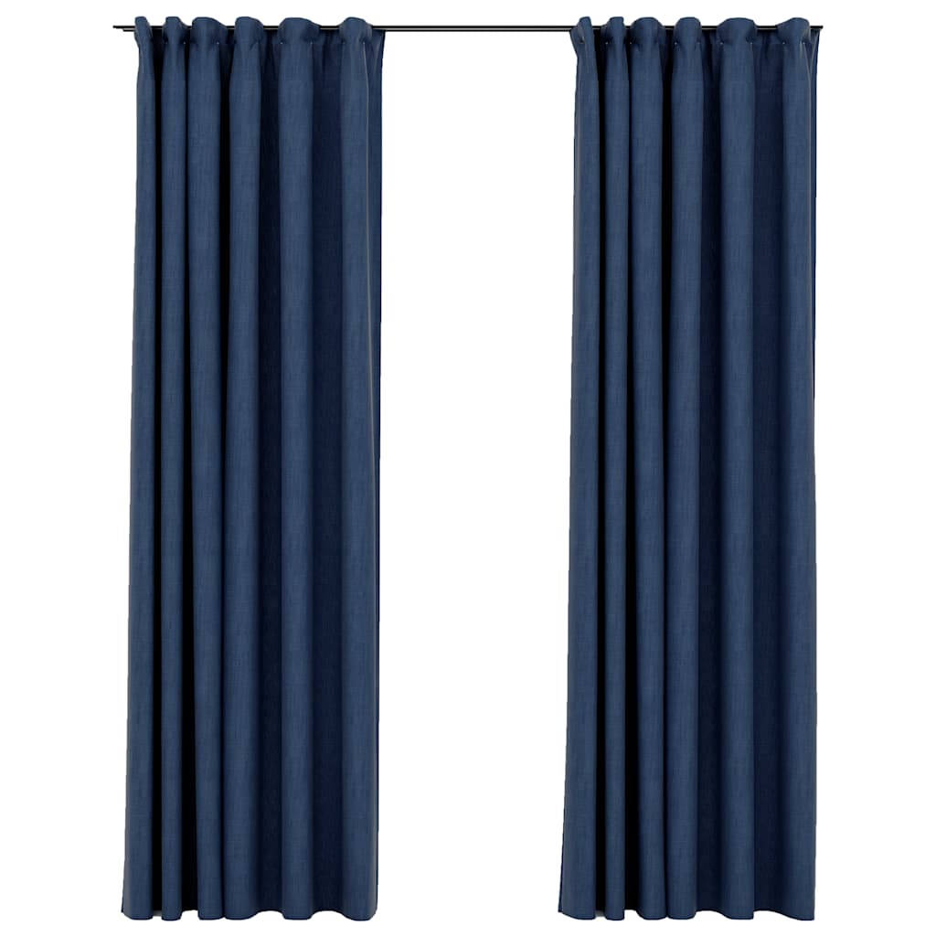 VidaXL Gardinenhaken in Leinenoptik, Verdunkelung, 2 Stück, 140 x 225 cm, Blau