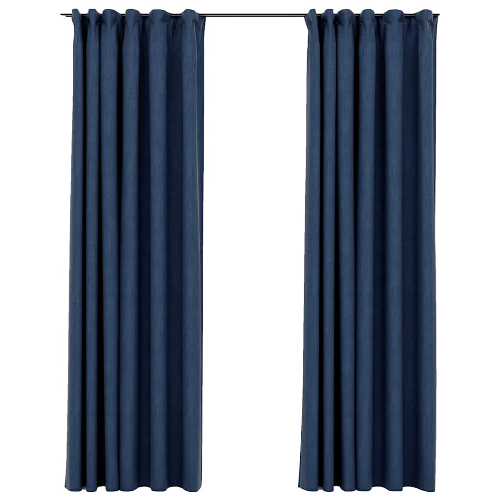 VidaXL Gardinenhaken in Leinenoptik, 2 Stück, 140 x 245 cm, blau