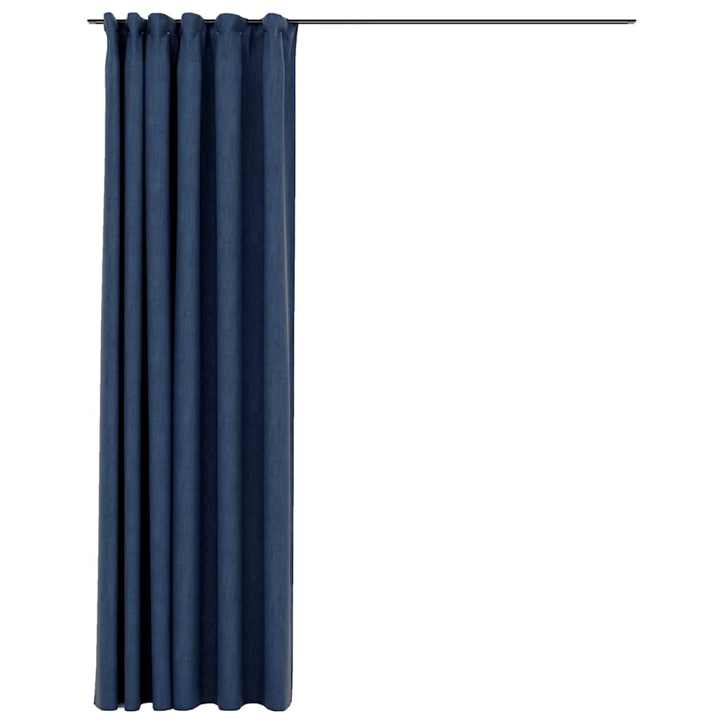 VidaXL Vorhang in Leinenoptik, verdunkelnd, mit Haken, 290 x 245 cm, blau