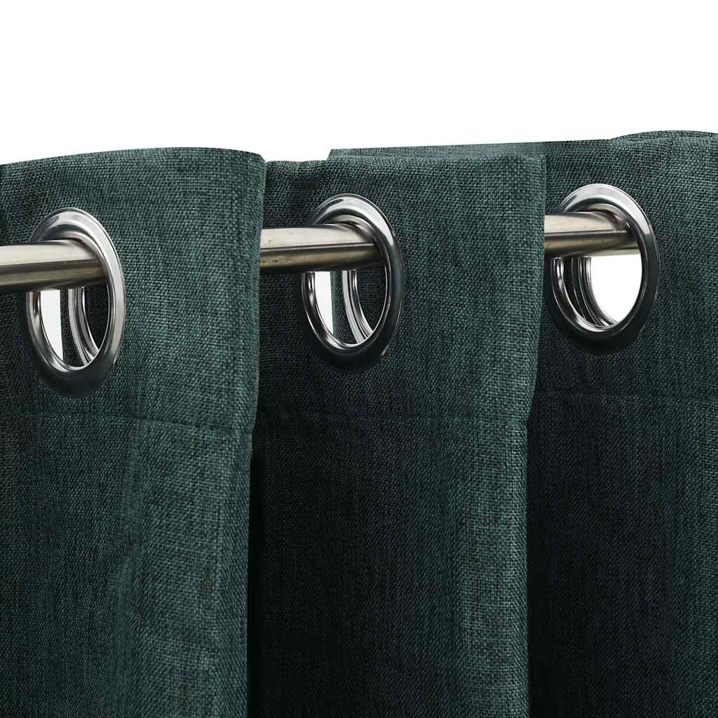 VidaXL Vorhänge in Leinenoptik, verdunkelnd, Ösen, 2 Stück, 140 x 245 cm, grün