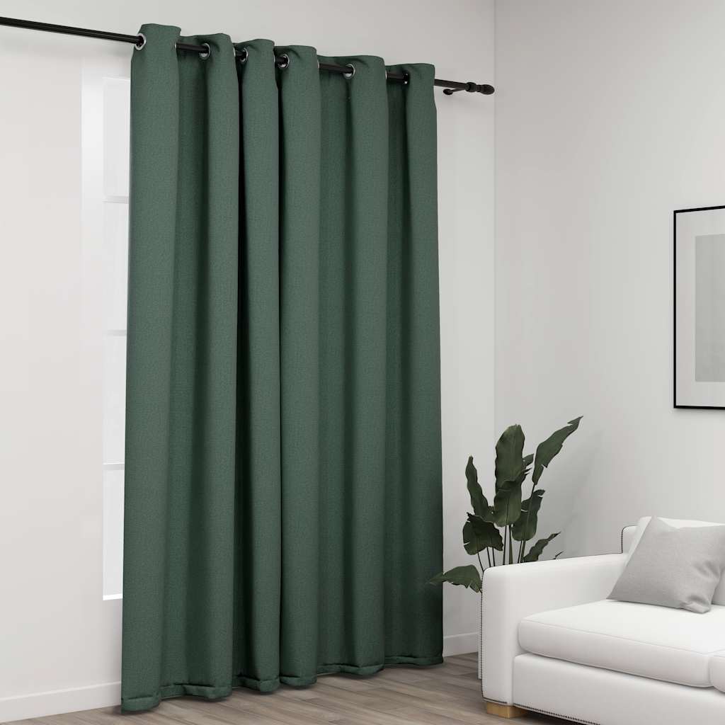 VidaXL Verdunkelungsvorhang in Leinenoptik mit Ösen, 290 x 245 cm, grün