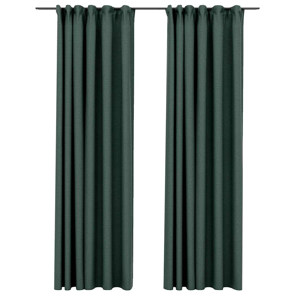 VidaXL Gardinenhaken in Leinenoptik, Verdunkelung, 2 Stück, 140 x 225 cm, Grün