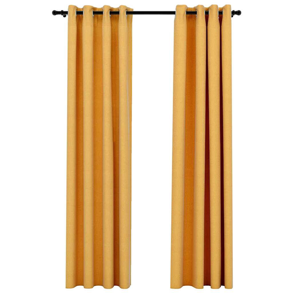 VidaXL Vorhänge in Leinenoptik, verdunkelnd, Ösen, 2 Stück, 140 x 225 cm, gelb