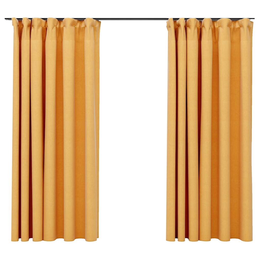 VidaXL Gardinenhaken in Leinenoptik, Verdunkelung, 2 Stück, 140 x 175 cm, Gelb