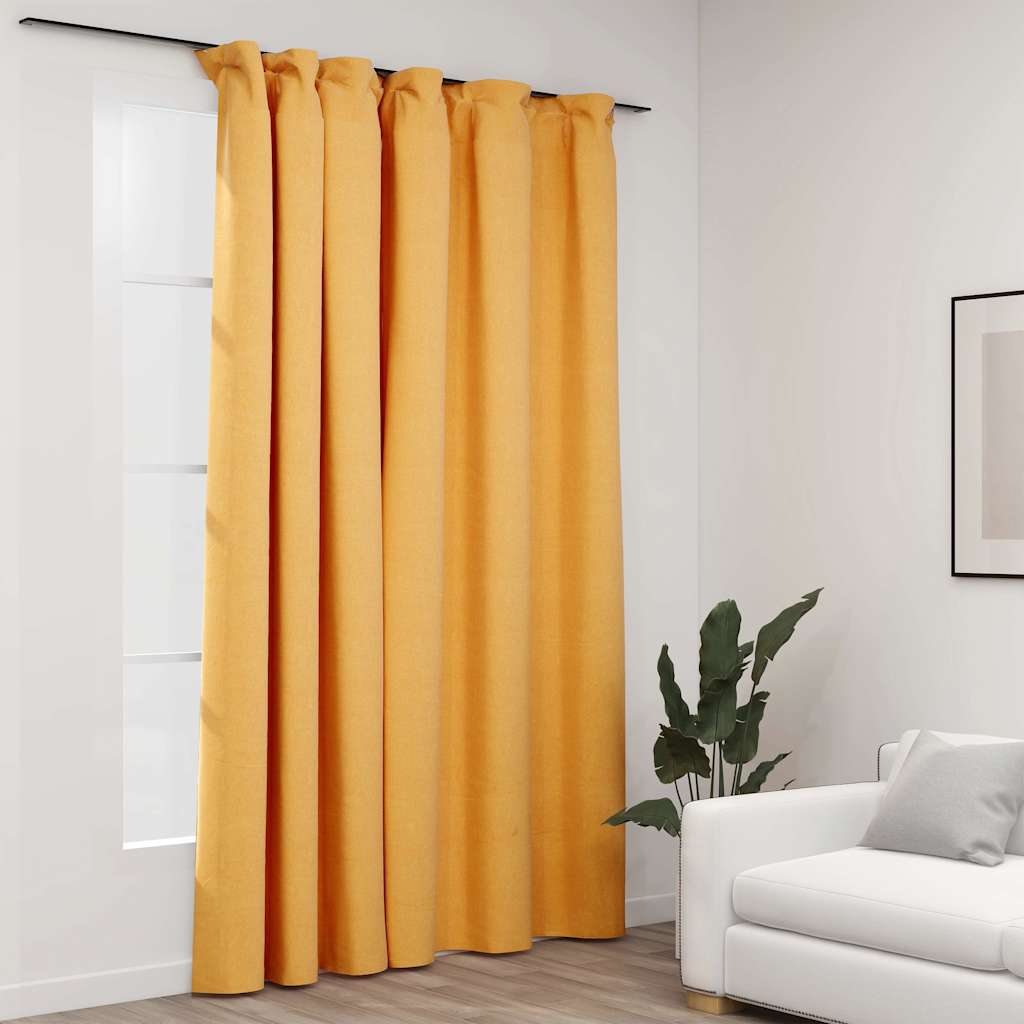 VidaXL Vorhang in Leinenoptik, verdunkelnd, mit Haken, 290 x 245 cm, gelb
