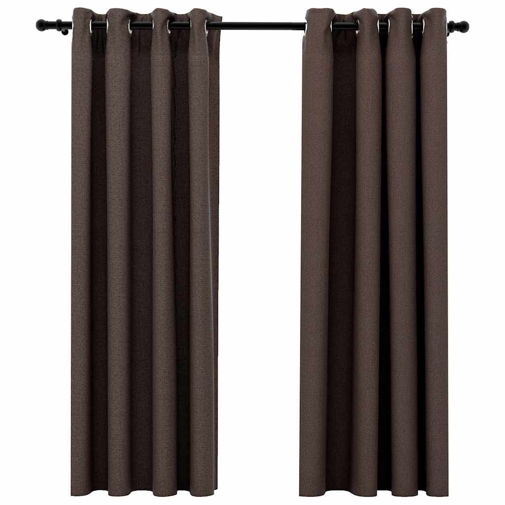 VidaXL Vorhänge in Leinenoptik, verdunkelnd, Ösen, 2 Stück, 140 x 175 cm, Taupe