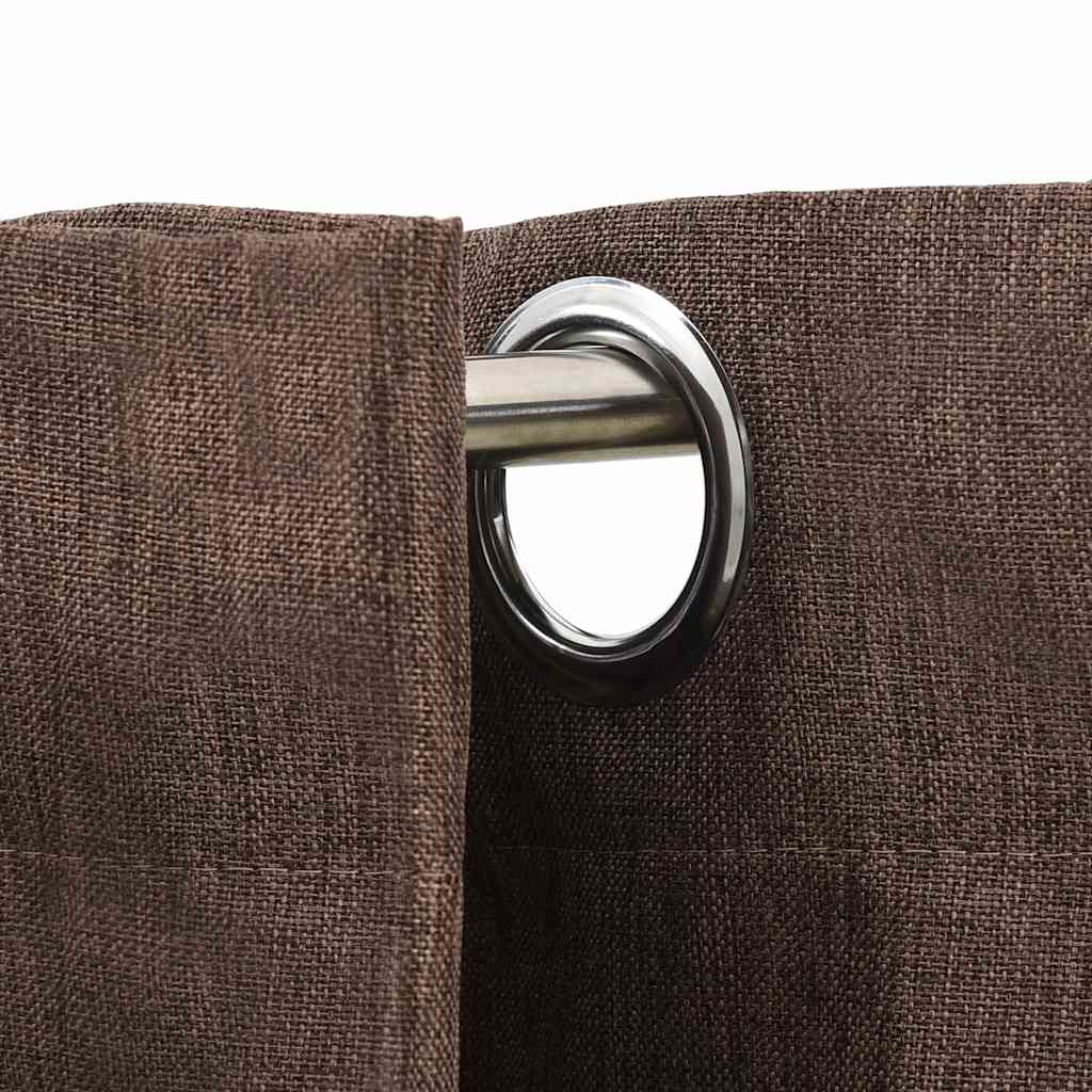 VidaXL Vorhänge in Leinenoptik, verdunkelnd, Ösen, 2 Stück, 140 x 175 cm, Taupe