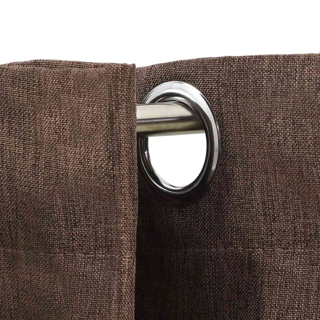 VidaXL Vorhänge in Leinenoptik, verdunkelnd, Ösen, 2 Stück, 140 x 175 cm, Taupe