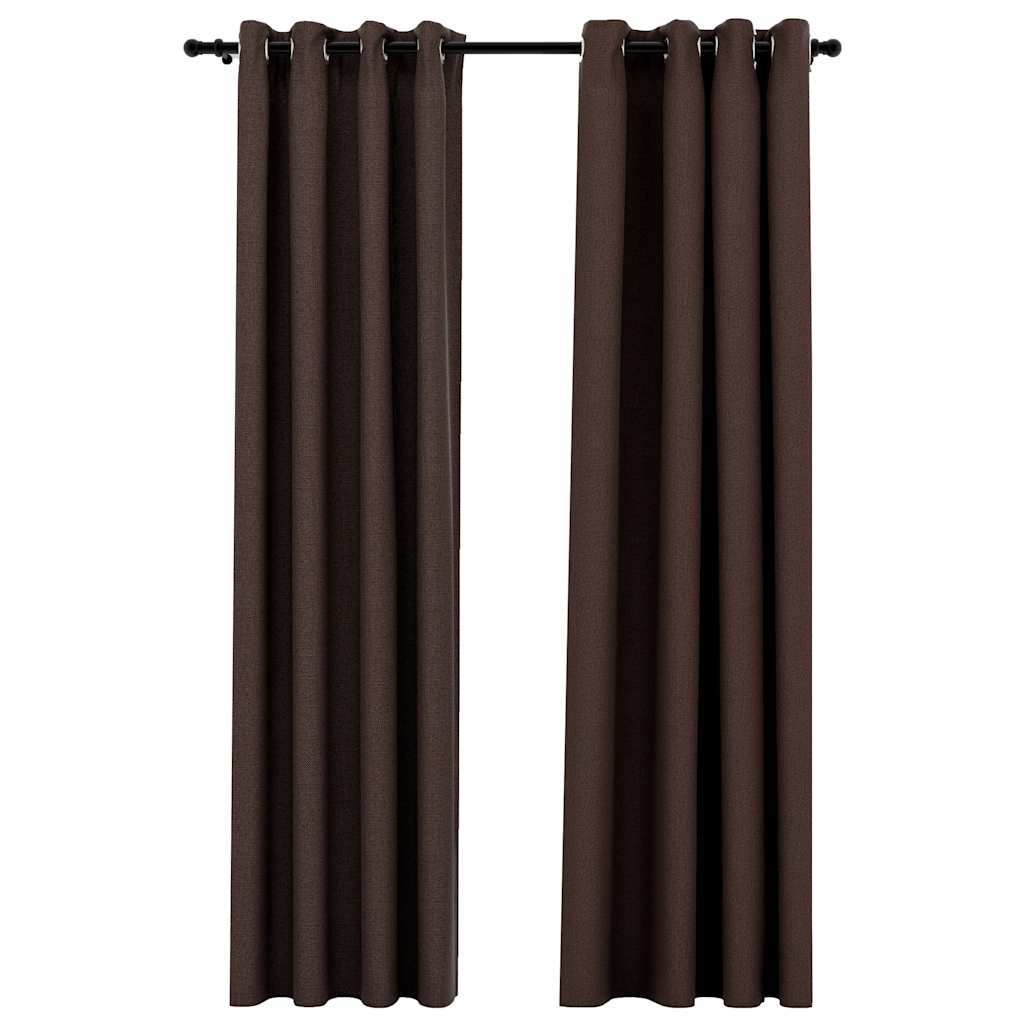 VidaXL Vorhänge in Leinenoptik, verdunkelnd, Ösen, 2 Stück, 140 x 225 cm, Taupe