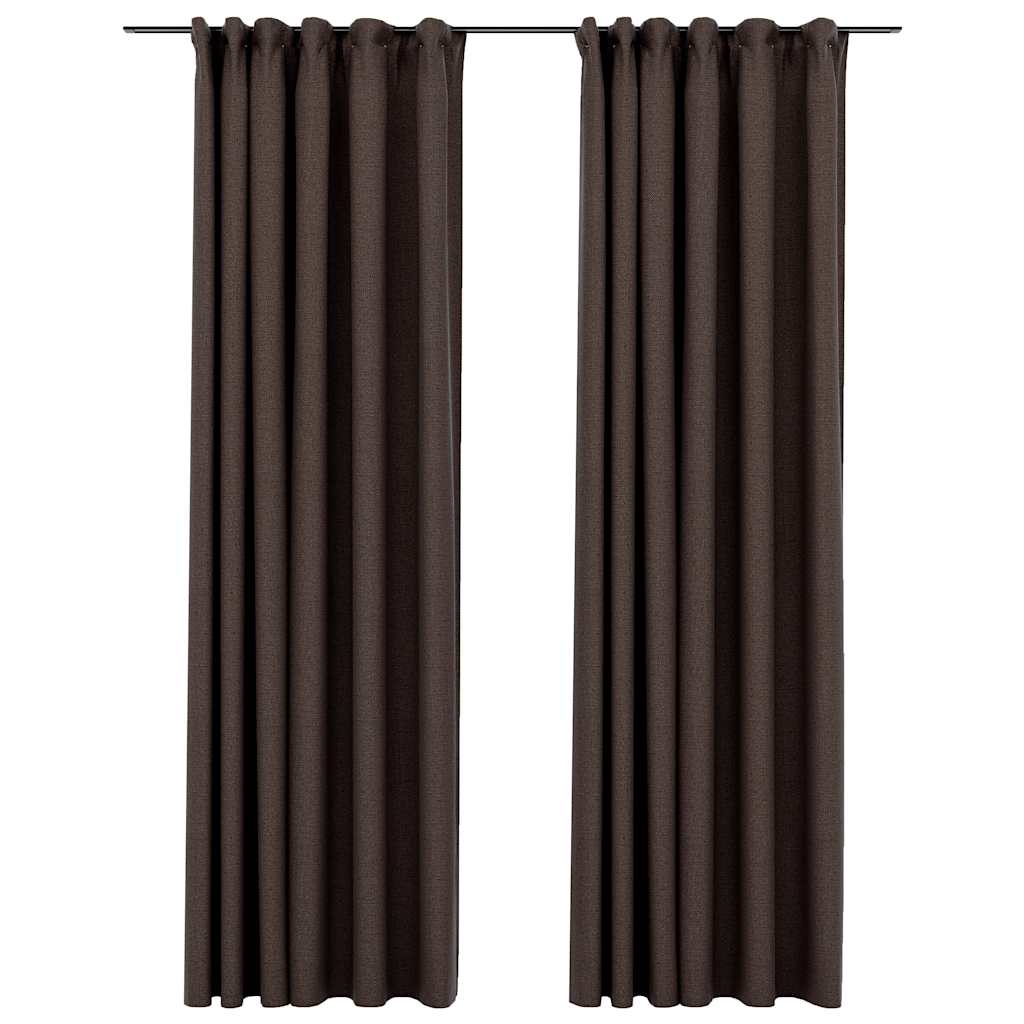 VidaXL Gardinenhaken in Leinenoptik, 2 Stück, 140 x 225 cm, taupe