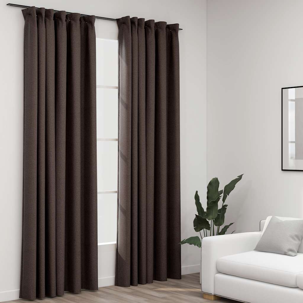 VidaXL Gardinenhaken in Leinenoptik, 2 Stück, 140 x 225 cm, taupe