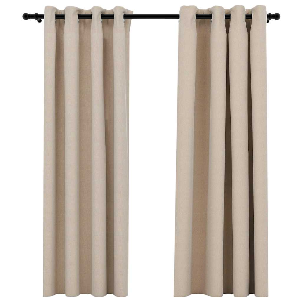 VidaXL Vorhänge in Leinenoptik, verdunkelnd, Ösen, 2 Stück, 140 x 175 cm, beige