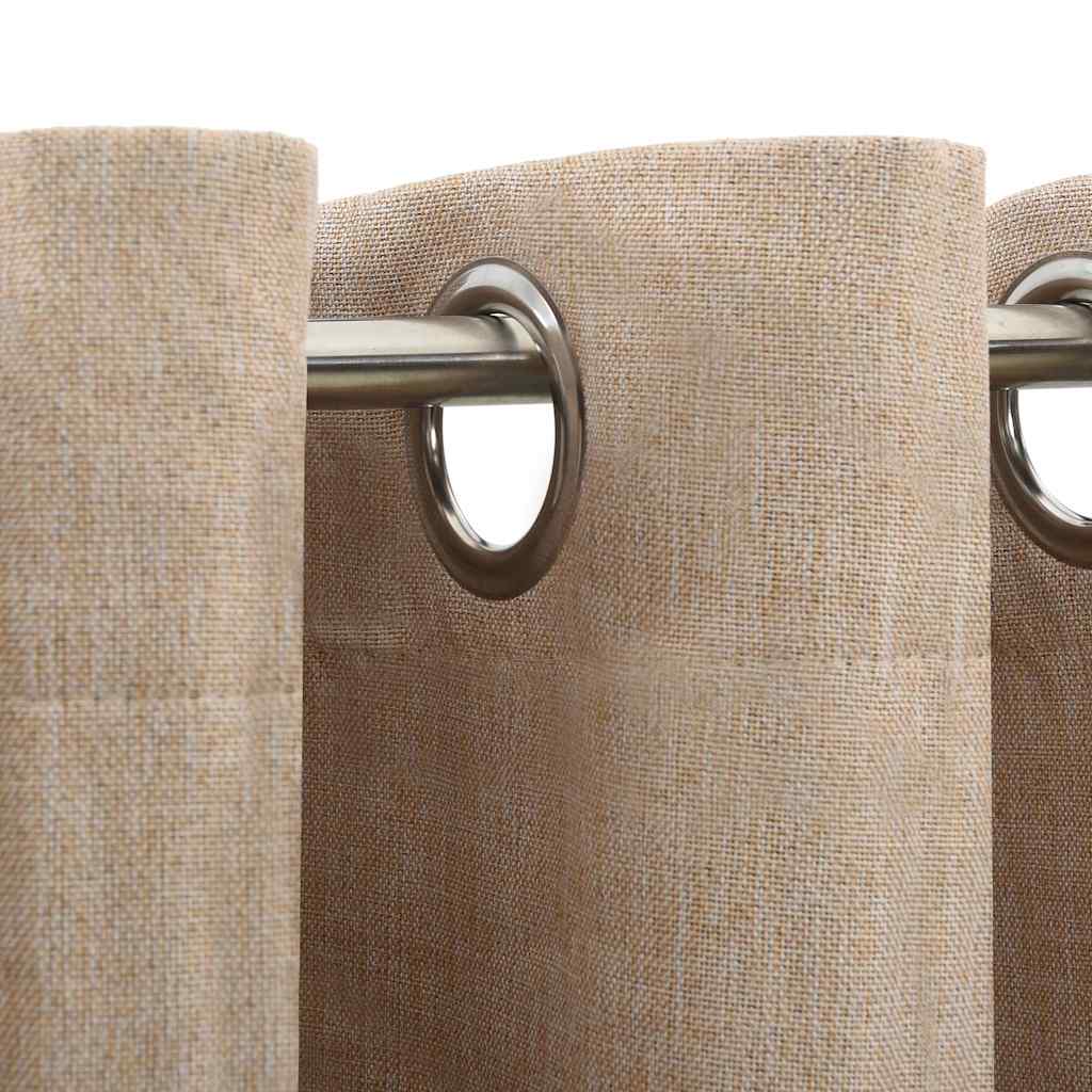 VidaXL Vorhänge in Leinenoptik, verdunkelnd, Ösen, 2 Stück, 140 x 175 cm, beige