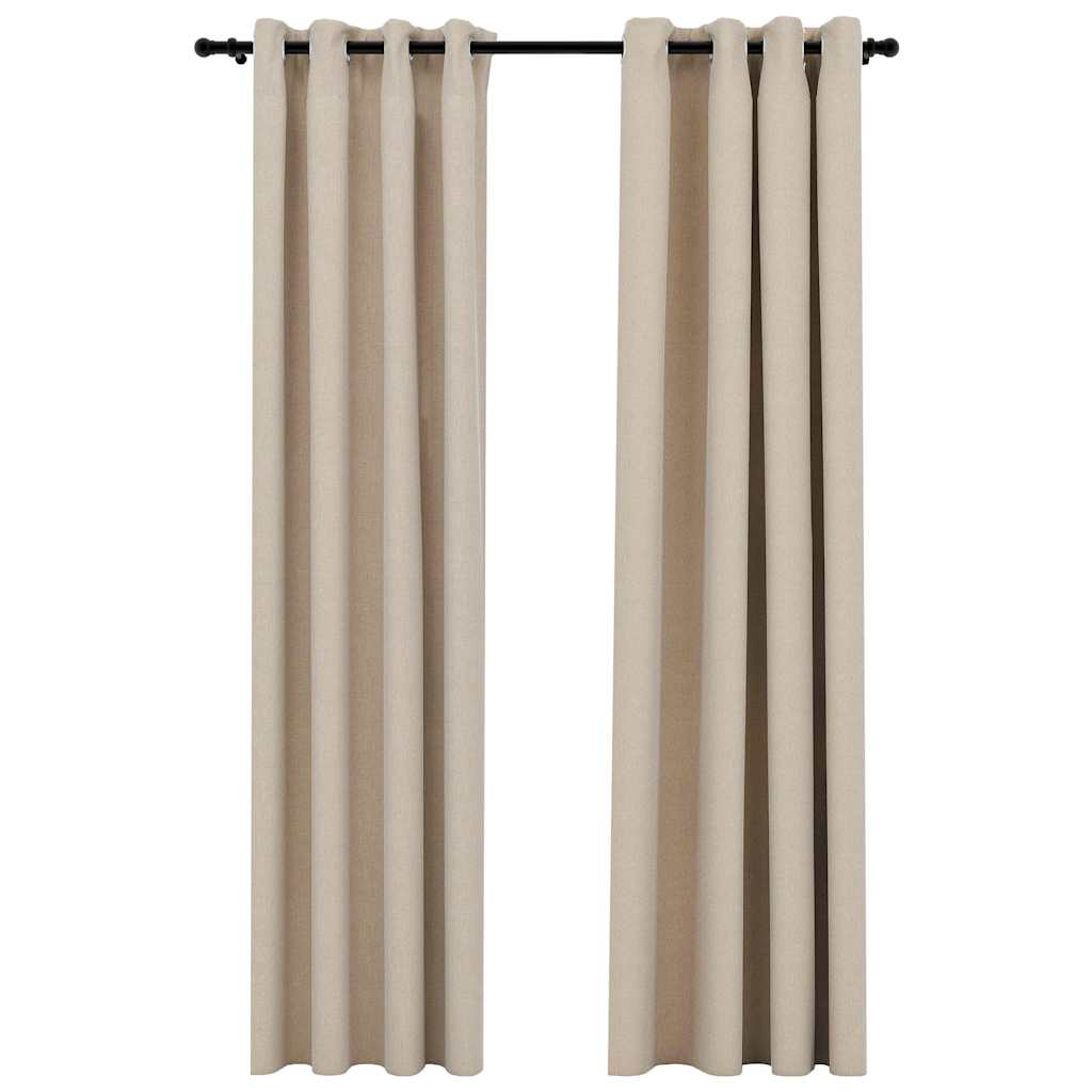 Vidaxl gordijnen linnen-look verduisterend ogen 2 st 140x225 cm beige