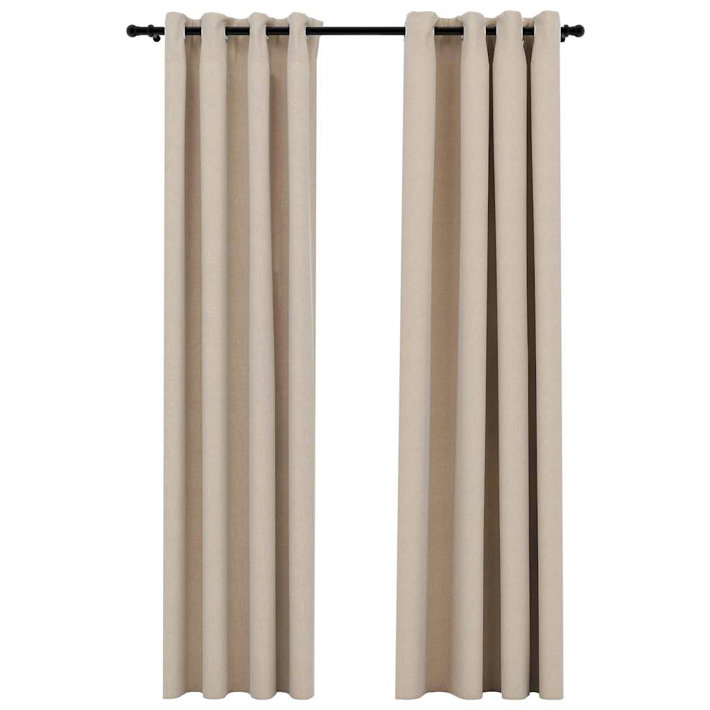 VidaXL Vorhänge in Leinenoptik, verdunkelnd, Ösen, 2 Stück, 140 x 225 cm, beige