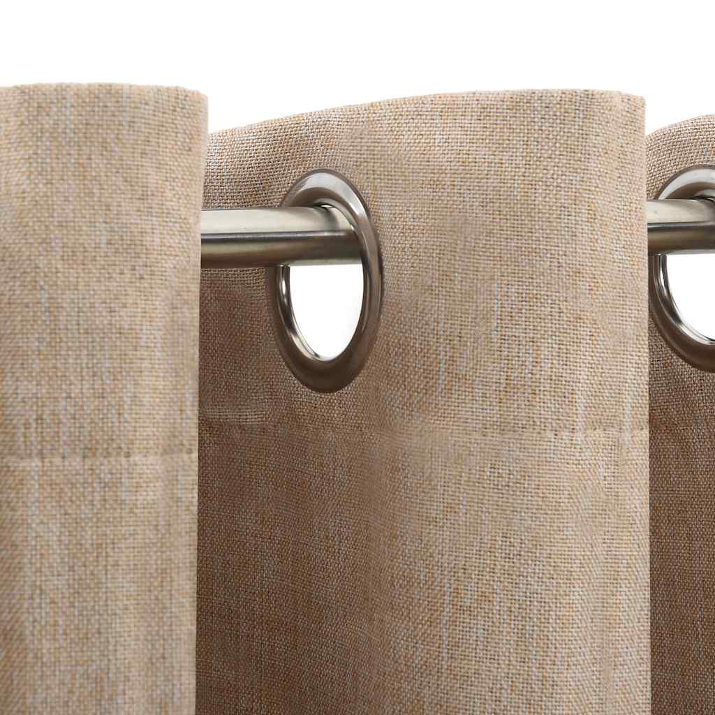 Vidaxl gordijnen linnen-look verduisterend ogen 2 st 140x245 cm beige
