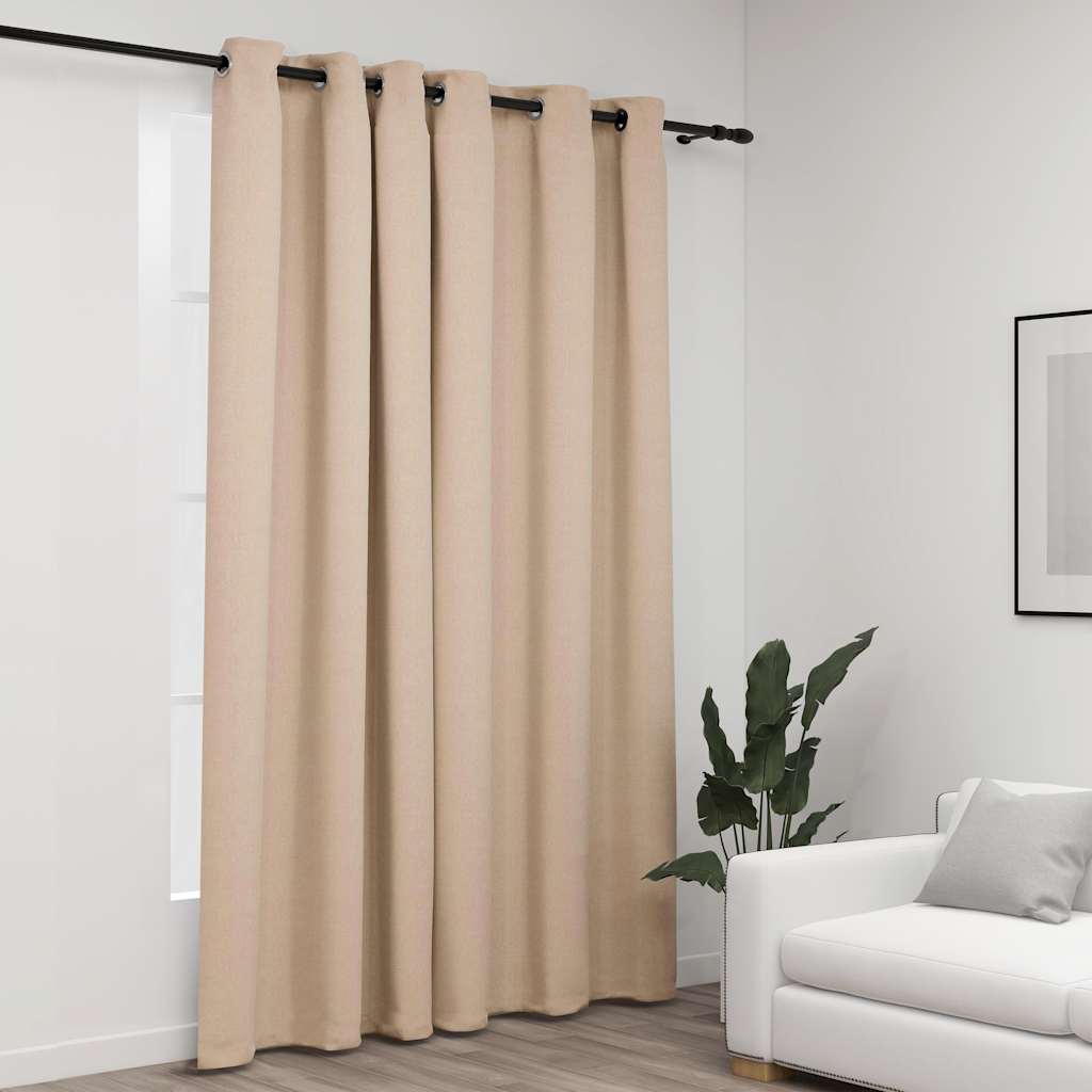 VidaXL Verdunkelungsvorhang in Leinenoptik mit Ösen, 290 x 245 cm, beige