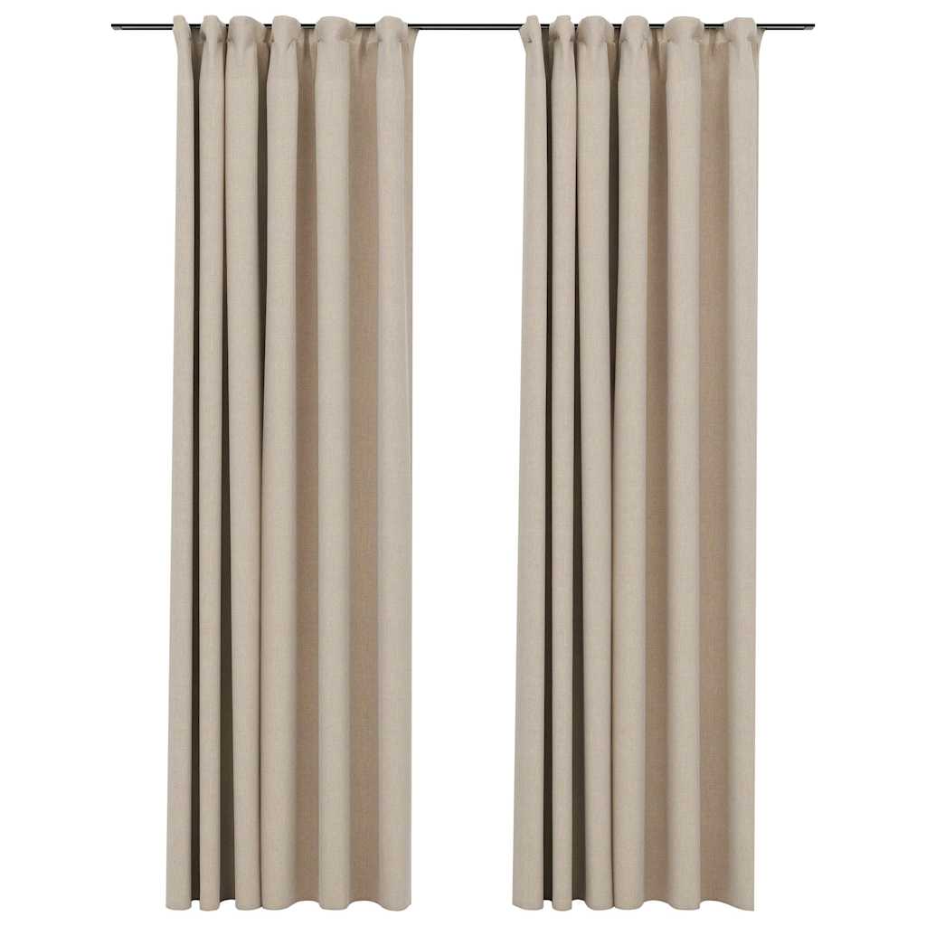 Vidaxl gordijnen linnen-look verduisterend haken 2 st 140x225 cm beige