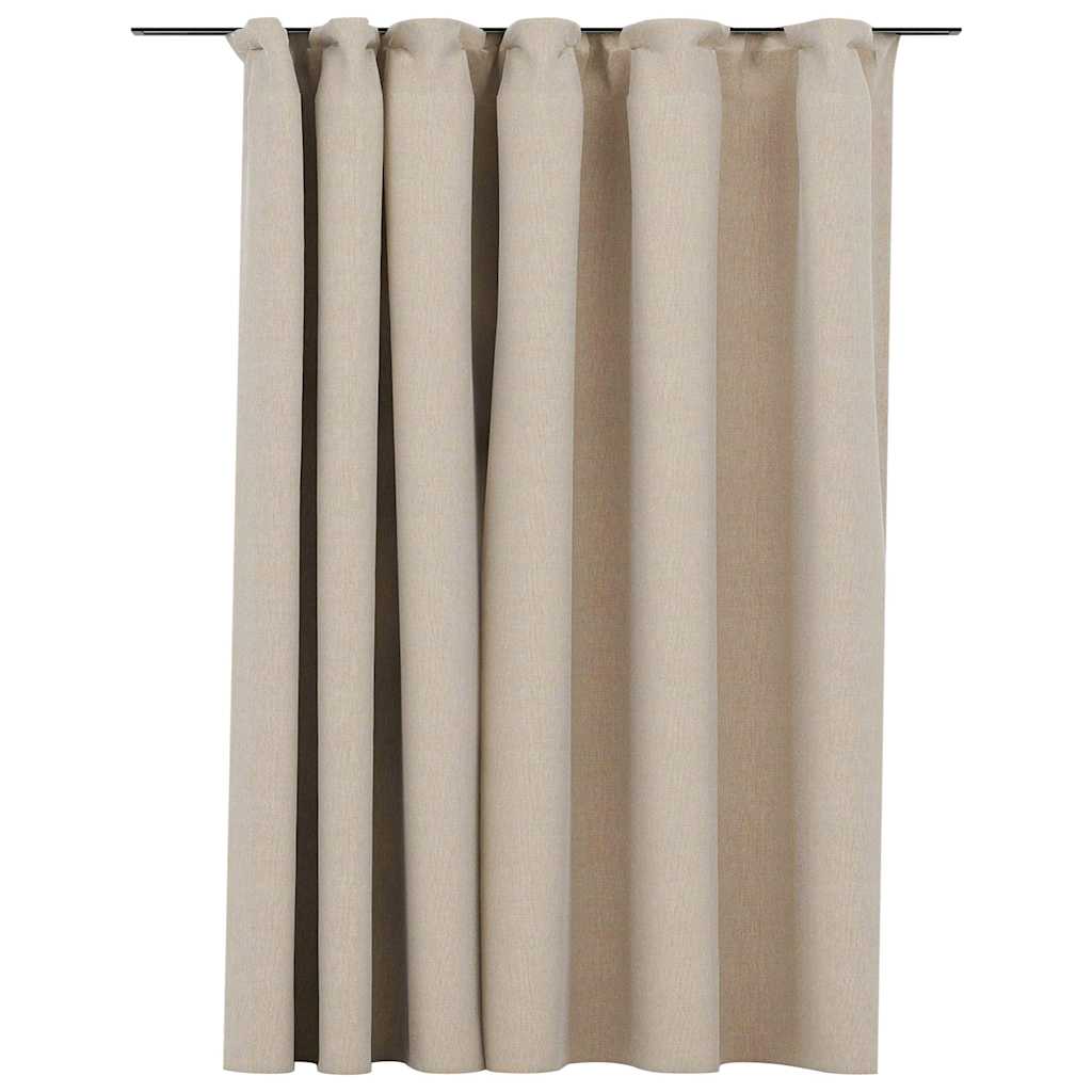 VidaXL Verdunkelungsvorhang in Leinenoptik mit Haken, 290 x 245 cm, beige