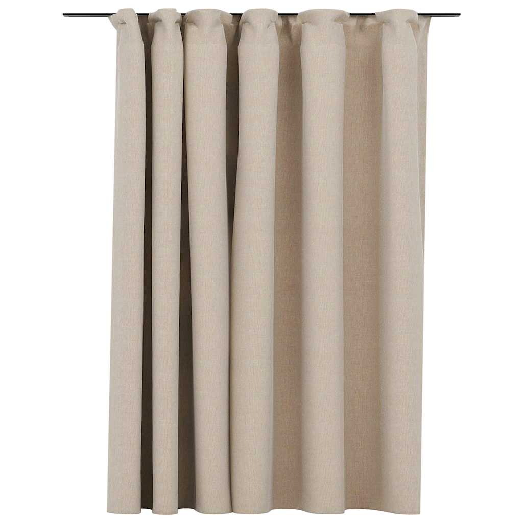 VidaXL Verdunkelungsvorhang in Leinenoptik mit Haken, 290 x 245 cm, beige