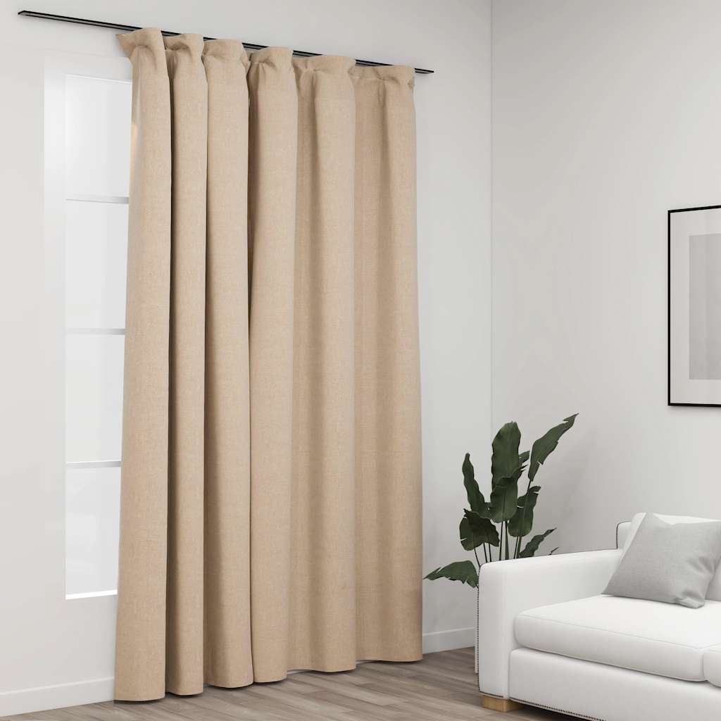 VidaXL Verdunkelungsvorhang in Leinenoptik mit Haken, 290 x 245 cm, beige