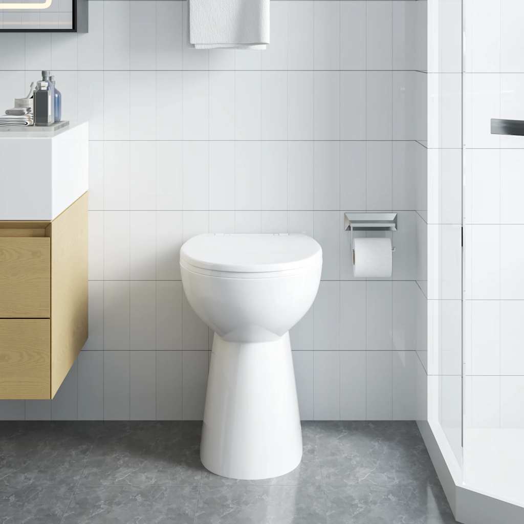 Vidaxl randloos toilet 7 cm extra hoogte soft-close keramiek wit