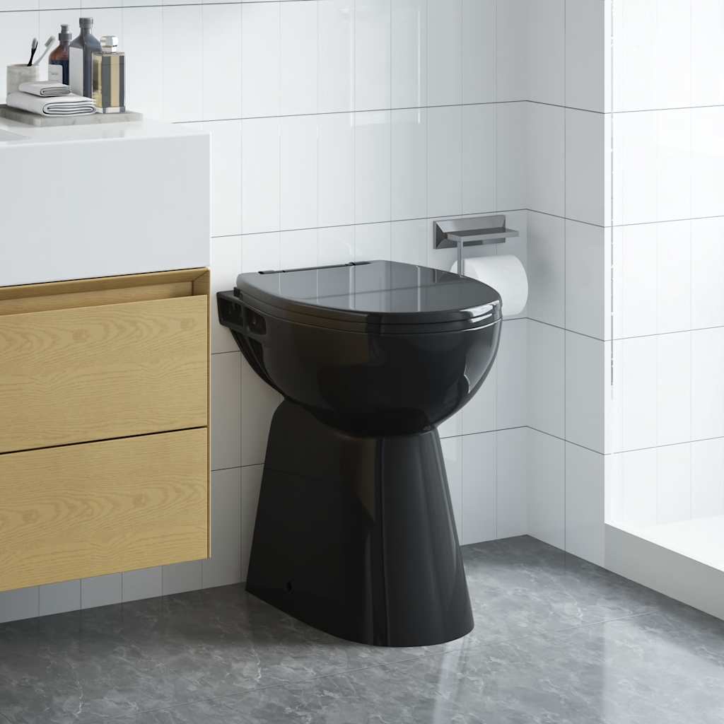 Vidaxl-Toilette erhöht 7 cm weiß, borgendere Keramikschwarz