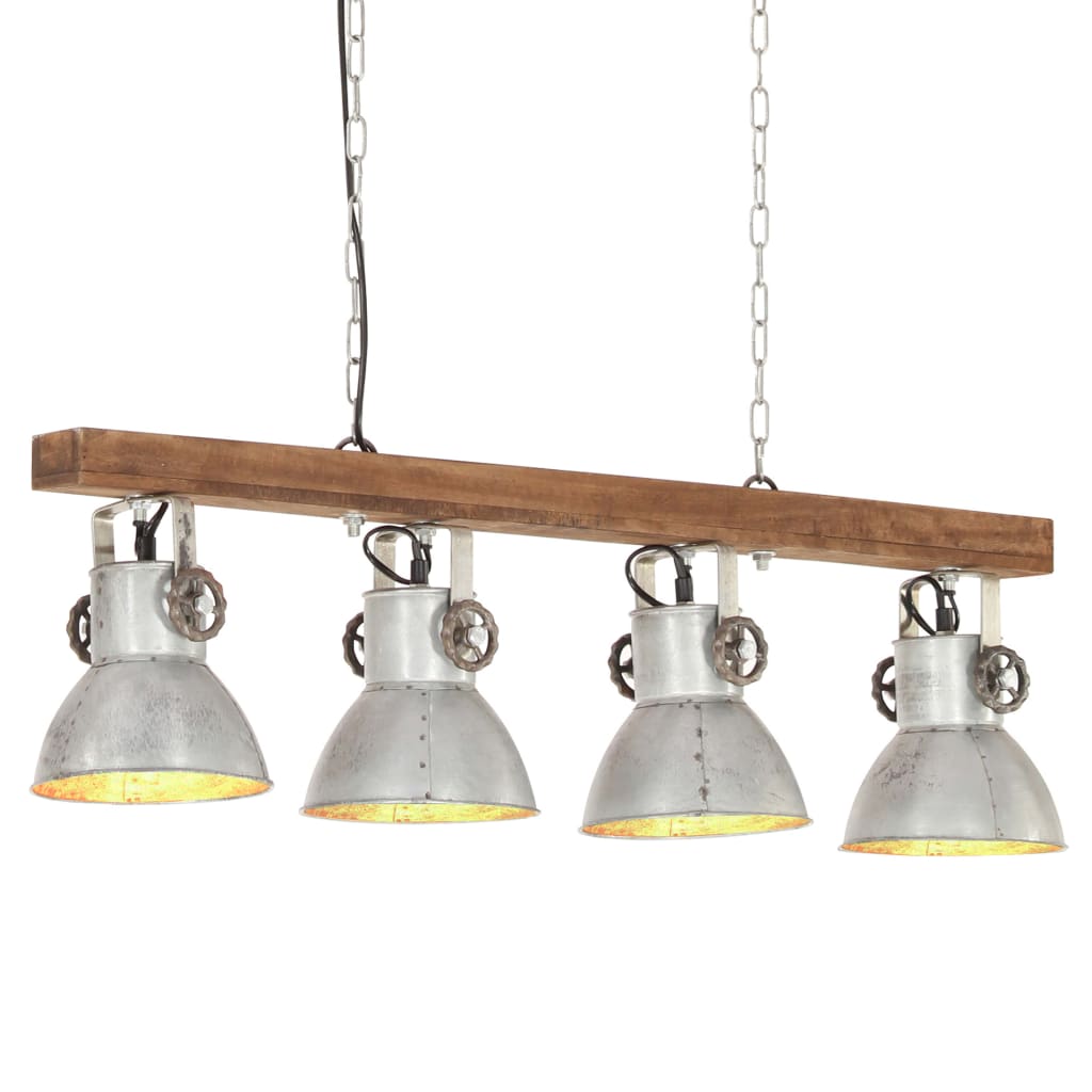 VidaXL Deckenlampe Industrial E27 Mangoholz Silberfarbe