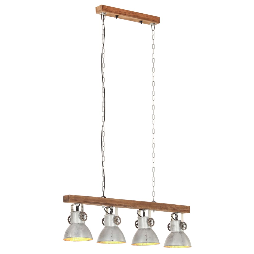 VidaXL Deckenlampe Industrial E27 Mangoholz Silberfarbe