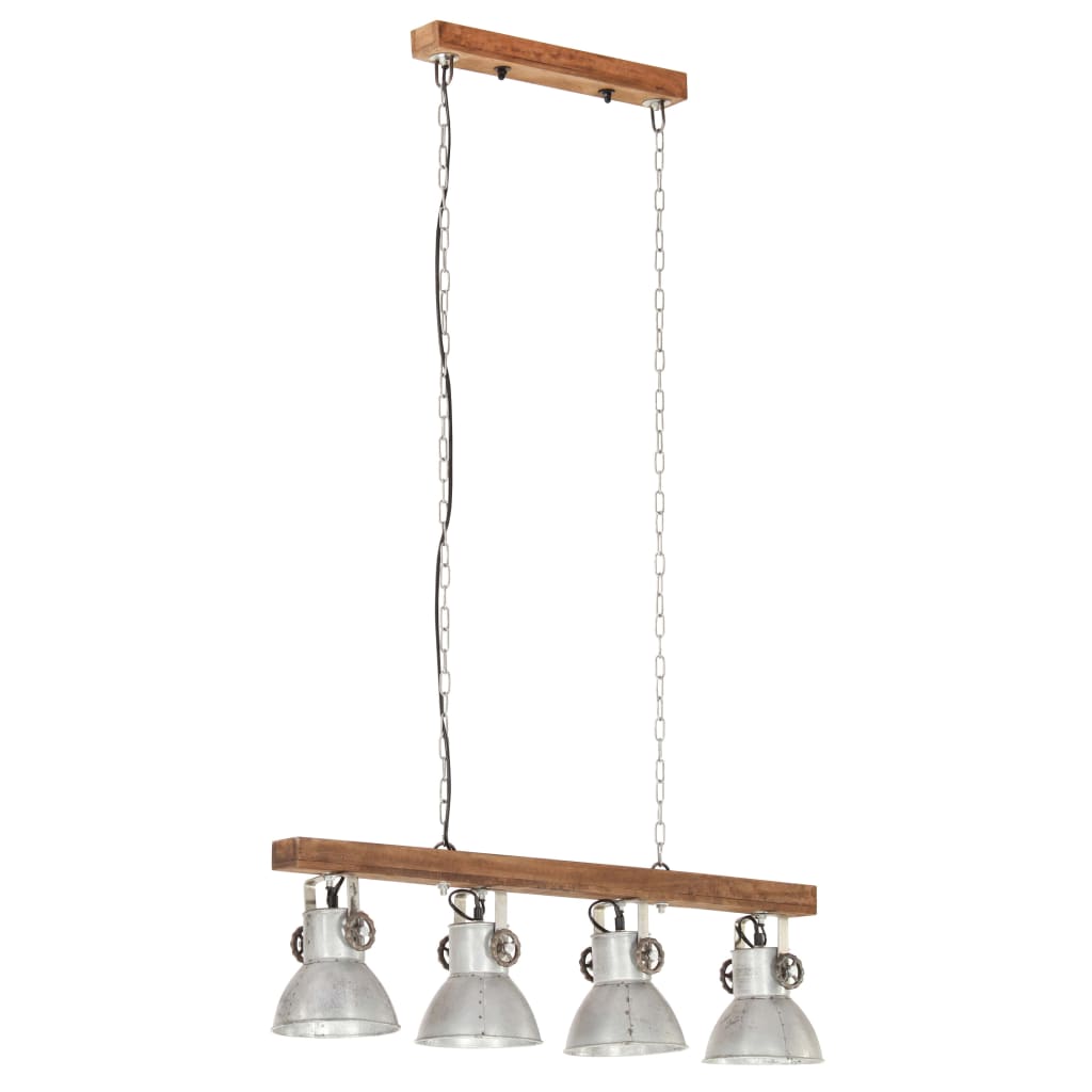 VidaXL Deckenlampe Industrial E27 Mangoholz Silberfarbe