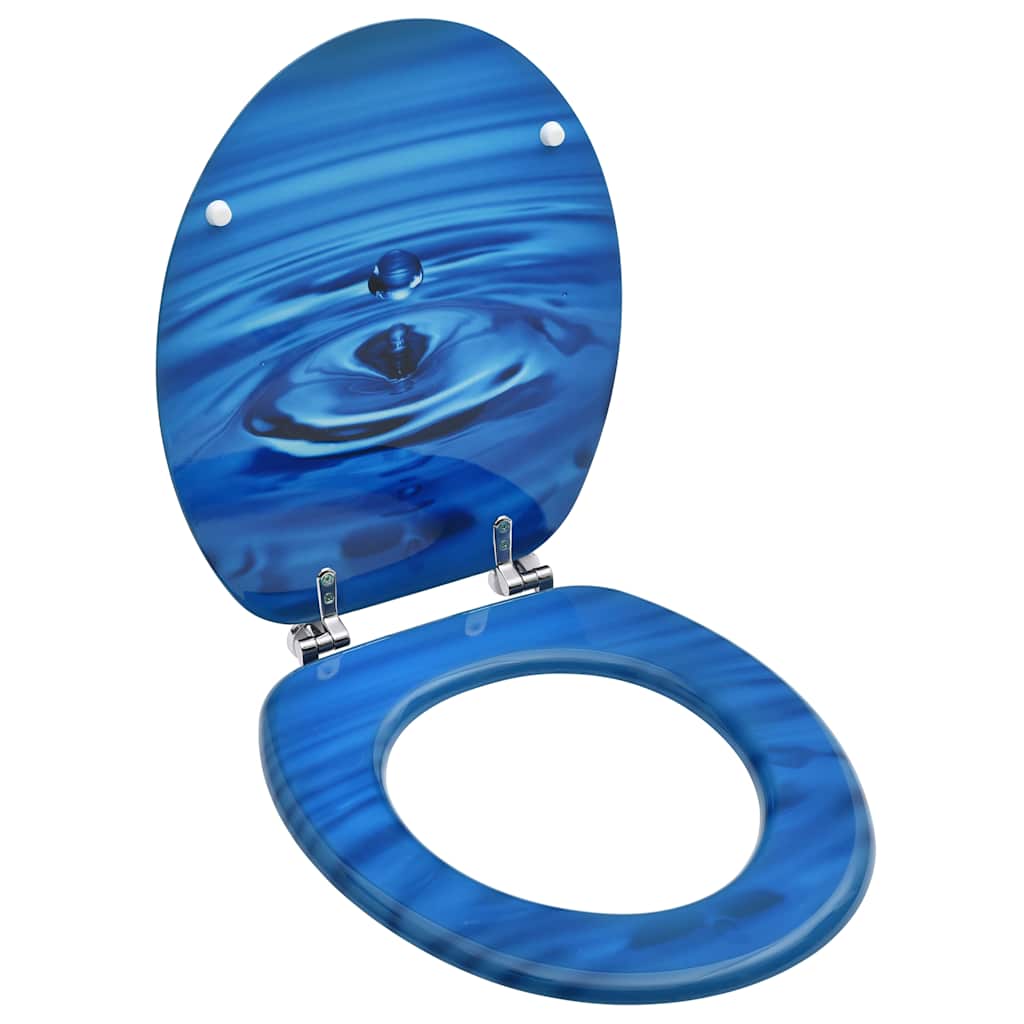 VidaXL WC-Sitz mit Deckel, Wassertropfen, MDF, Blau