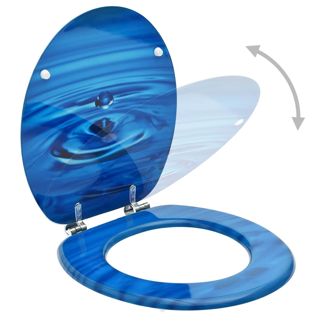 VidaXL WC-Sitz mit Deckel, Wassertropfen, MDF, Blau