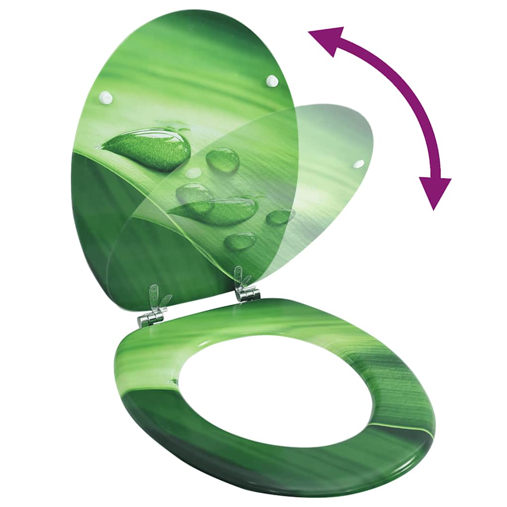 VidaXL WC-Sitz mit Deckel, Wassertropfen-Optik, MDF, Grün