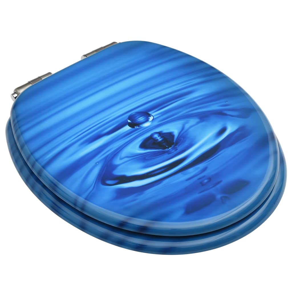 VidaXL WC-Sitz mit Soft-Close-Deckel, Wassertropfen-Optik, MDF, Blau