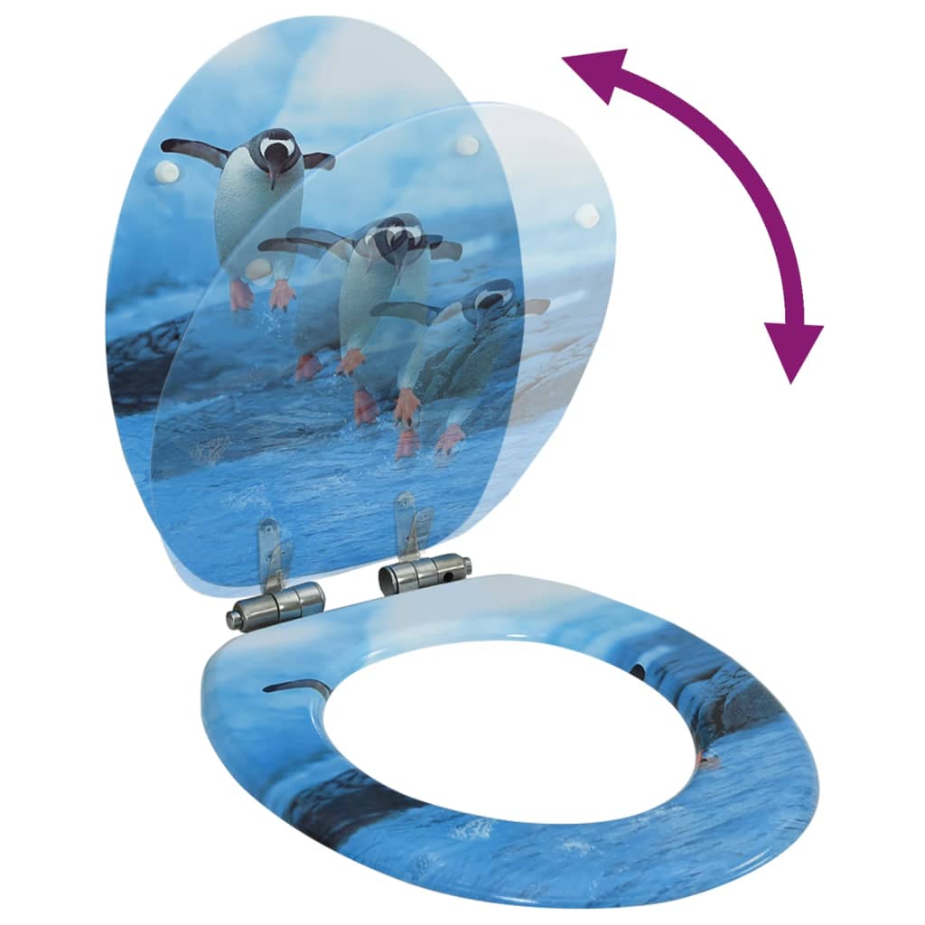 VidaXL WC-Sitz mit Soft-Close-Deckel, Pinguin-MDF